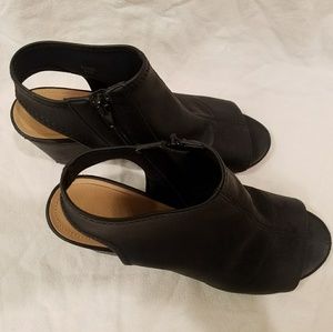 Wedged peep toe heels